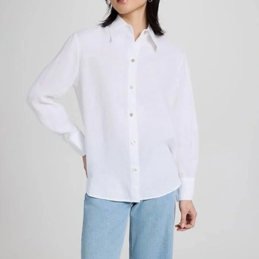 Vince Classic White linen blend Button-Up Shirt size M - Picture 6 of 16